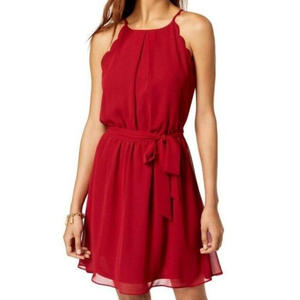 BCX Scalloped Sleeveless Dress with Sash - Picture 6 of 6